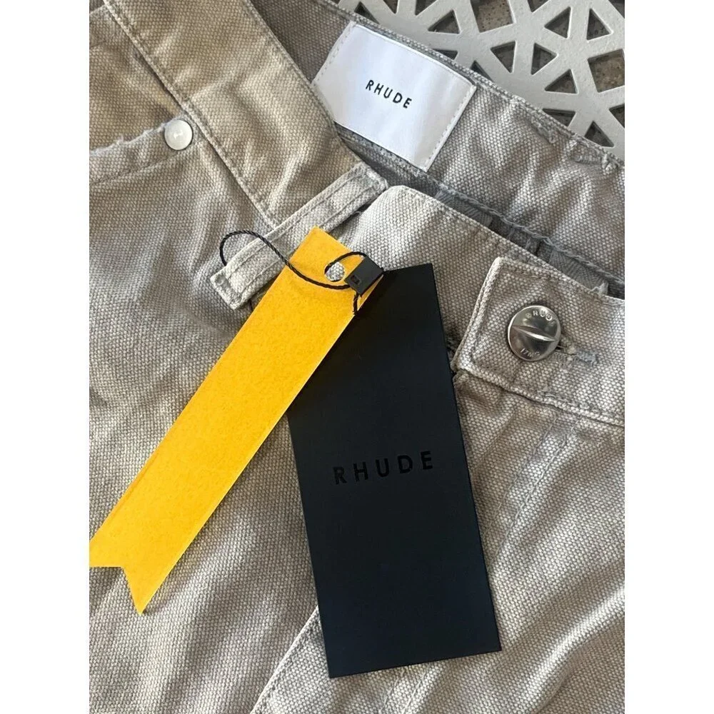 RHUDE Reza Double Knee Pants in Elephant Small New Mens Denim Jeans Trousers